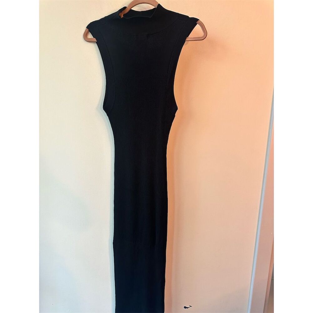 Good American Women's Black Ribbed Sleeveless Midi Bodycon Dress S - Picture 2 of 7